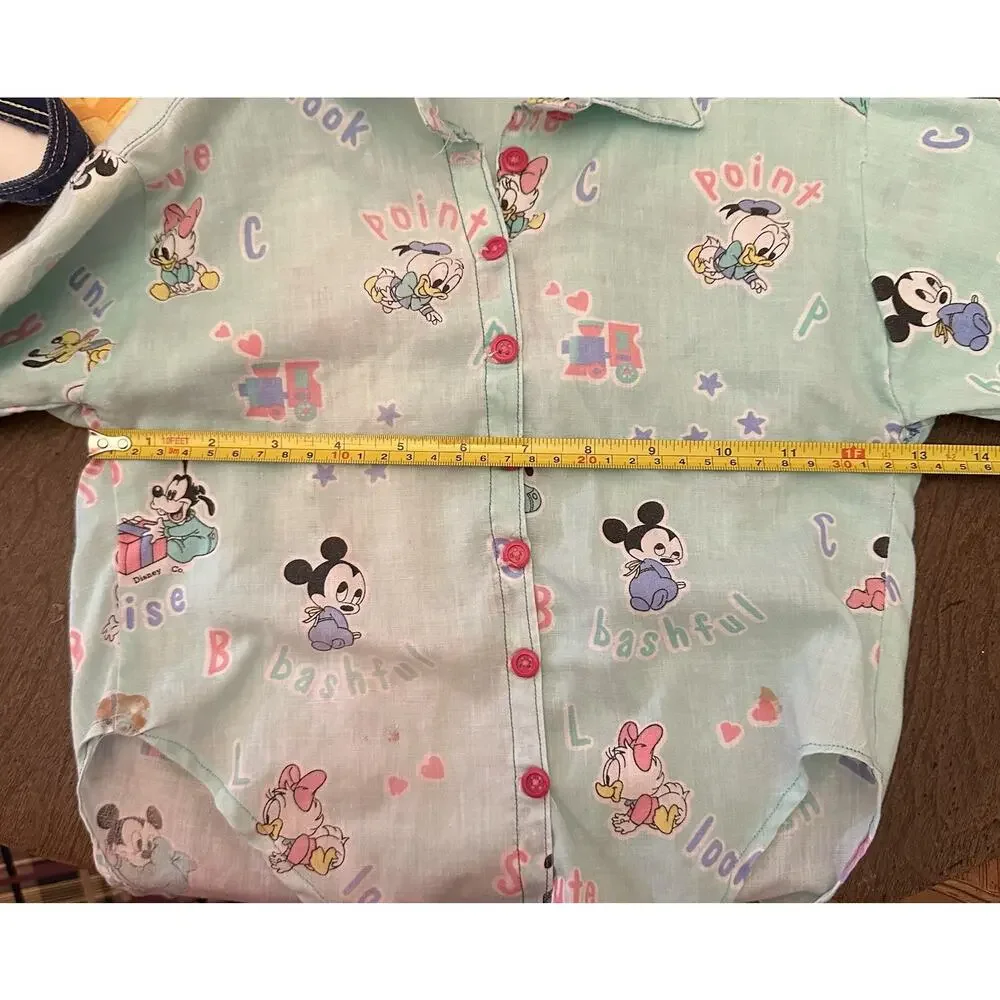 Vintage Disney Babies Mickey Mouse Pluto Plaid Button Down Shirt‎ Size 4T